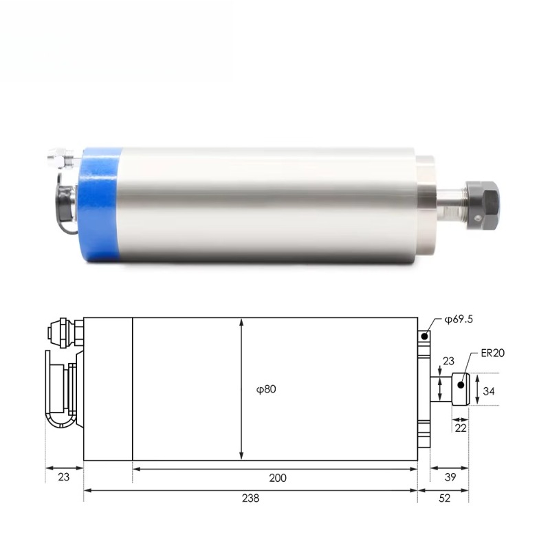 2,2 kW ER20 Su Soğutmalı Mil M - Cnc Spindle Motor incelemesi ve fiyatı